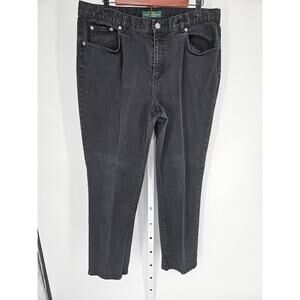Lauren Jeans Co. Women's Black High Rise Belt Loop Casual Cotton Jean Size 14W